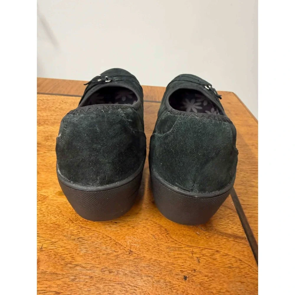 Skechers Womens 6.5 Stretch Fit Black Leather Memory Foam Ballet Flats SN 49880 - Picture 4 of 9